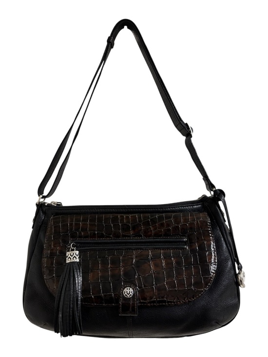 Brighton Handbags - Brighton pebbled and croc embossed leather shoulder/crossbody satchel
